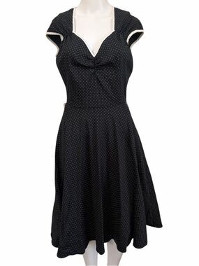 Pinup Couture Classic Black Polka Dot Fit-and-Flare Dress Size Medium